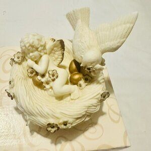 Rare San Francisco Music Box Co Angel Cherub & Dove Figurine w/ Box | Vintage
